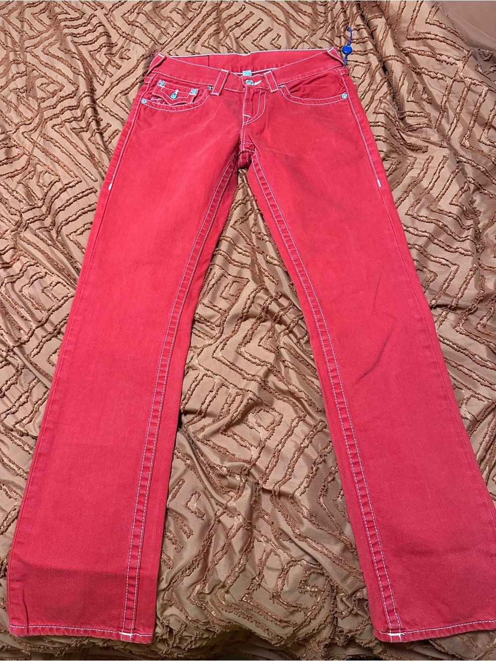 True Religion Men's Red Relaxed Jeans